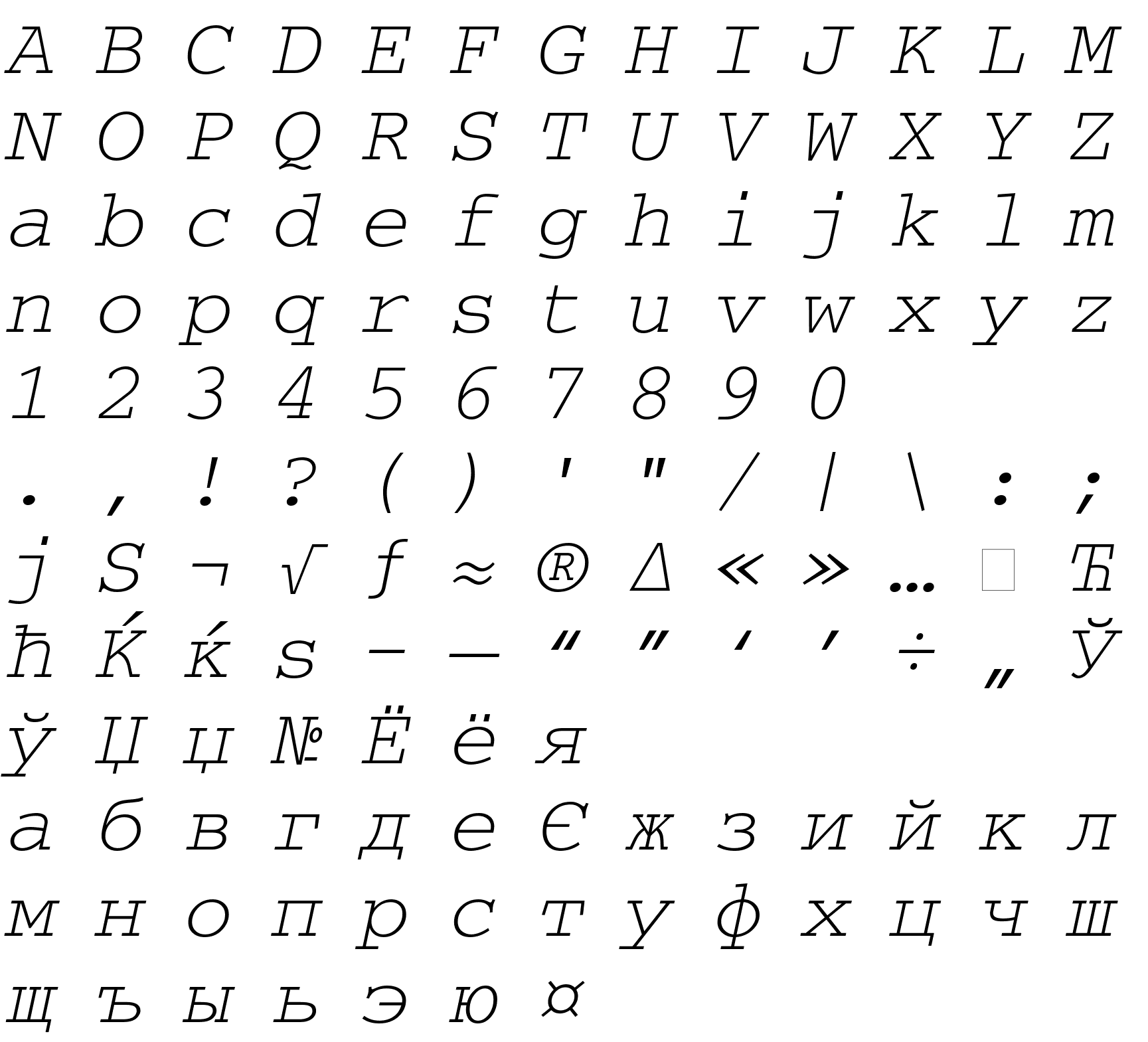 Шрифт CourierMACCTT Italic