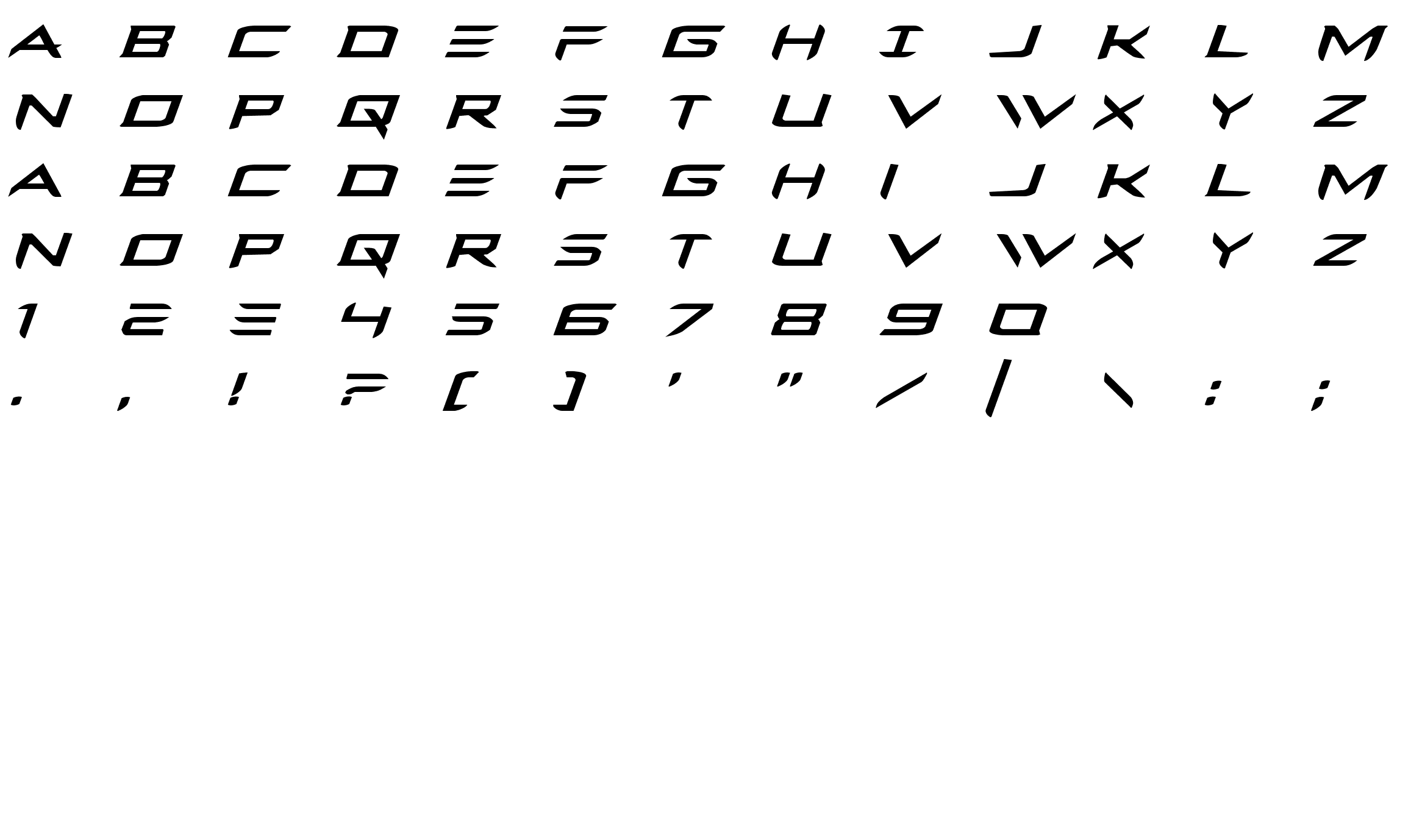 Шрифт Ferret Face Expanded Italic