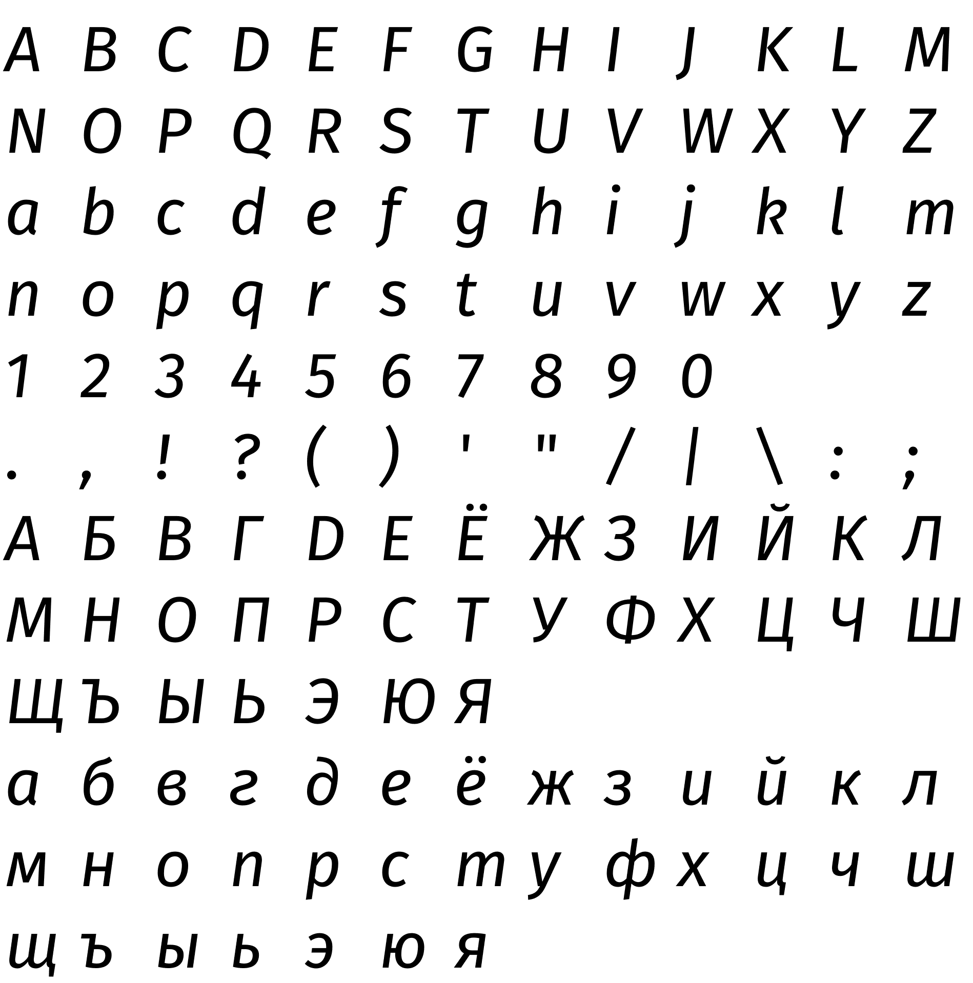 Шрифт Fira Sans Italic