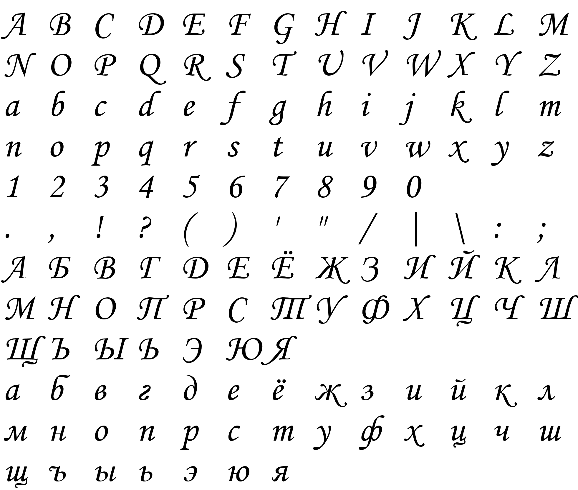 Шрифт Monotype Corsiva