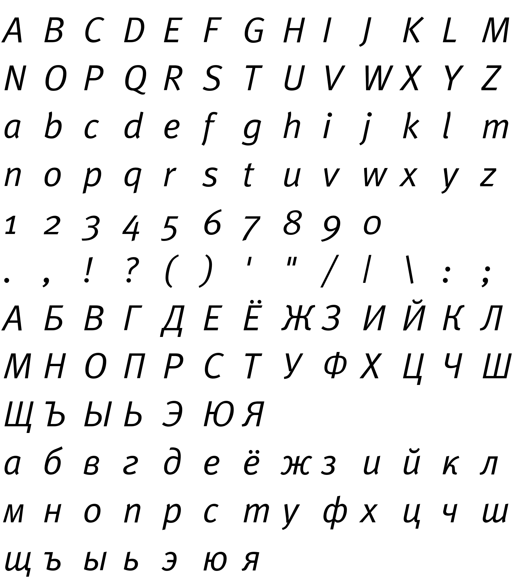 Шрифт MetaPro-NormalItalic