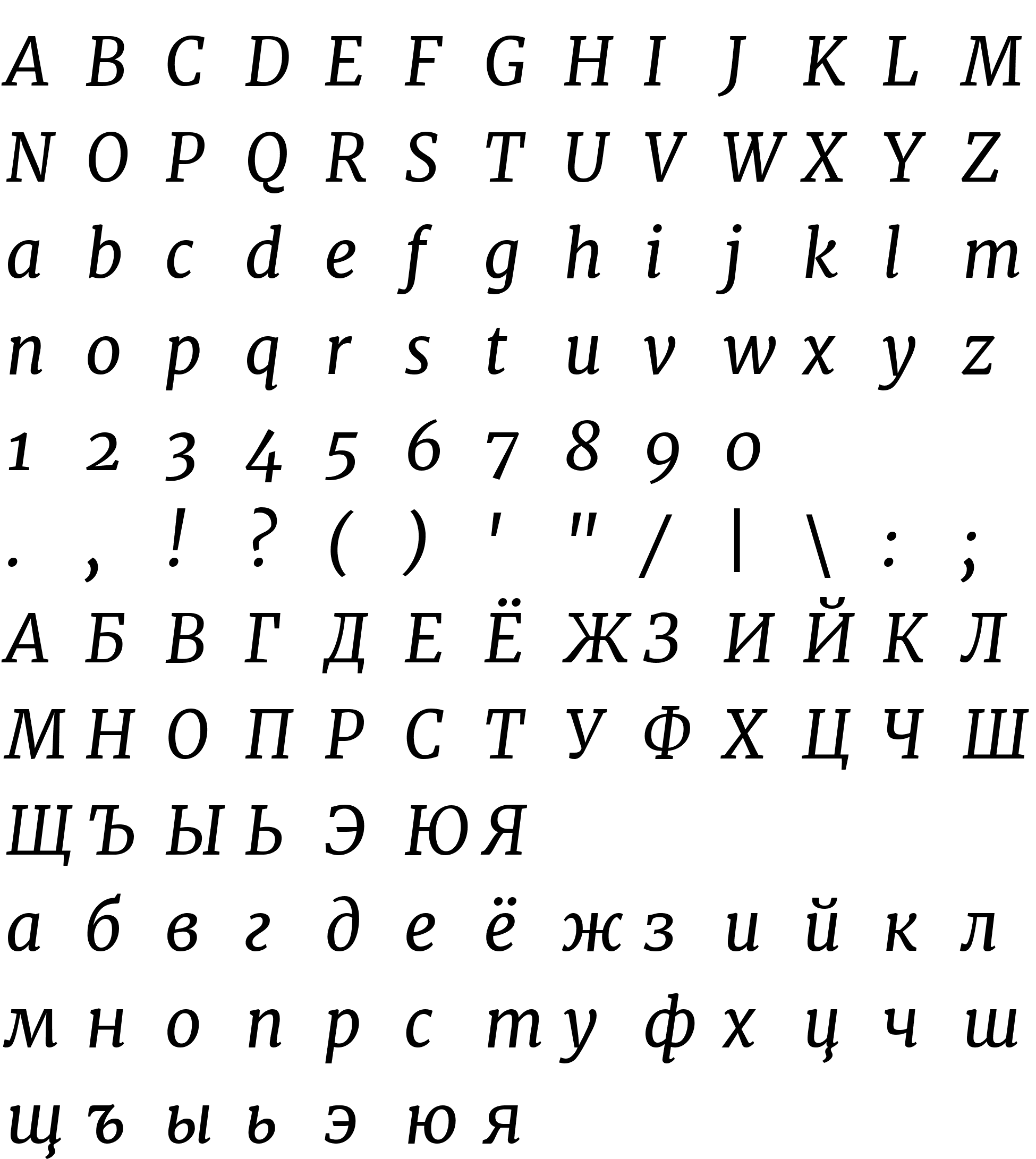 Шрифт Merriweather Italic