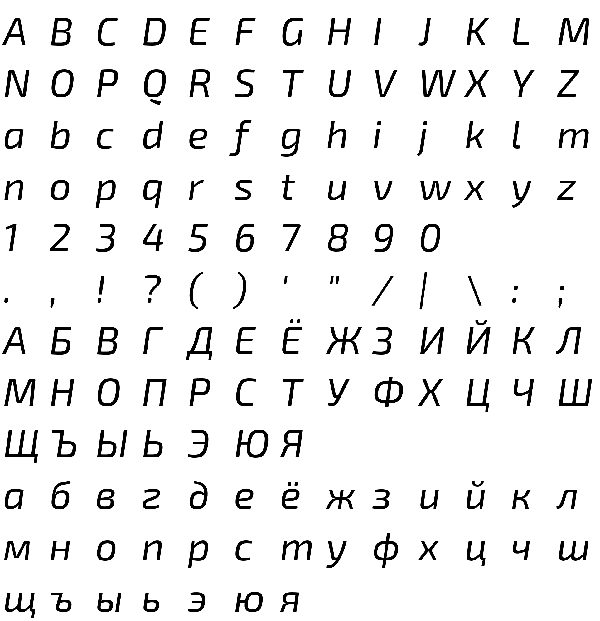 Шрифт Exo 2.0 Italic